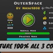 Outerspace Geometry Dash 3 Coins