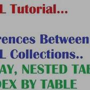 Plsql Tutorial Difference Between Pl Sql Collections Varray Nested